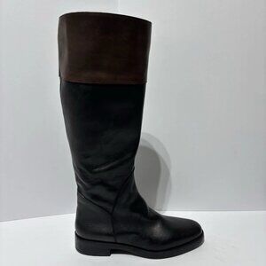 Emanuele Crasto Women’s Two Tone Black/Brown Knee High Boots, Size EUR 40, US 9M